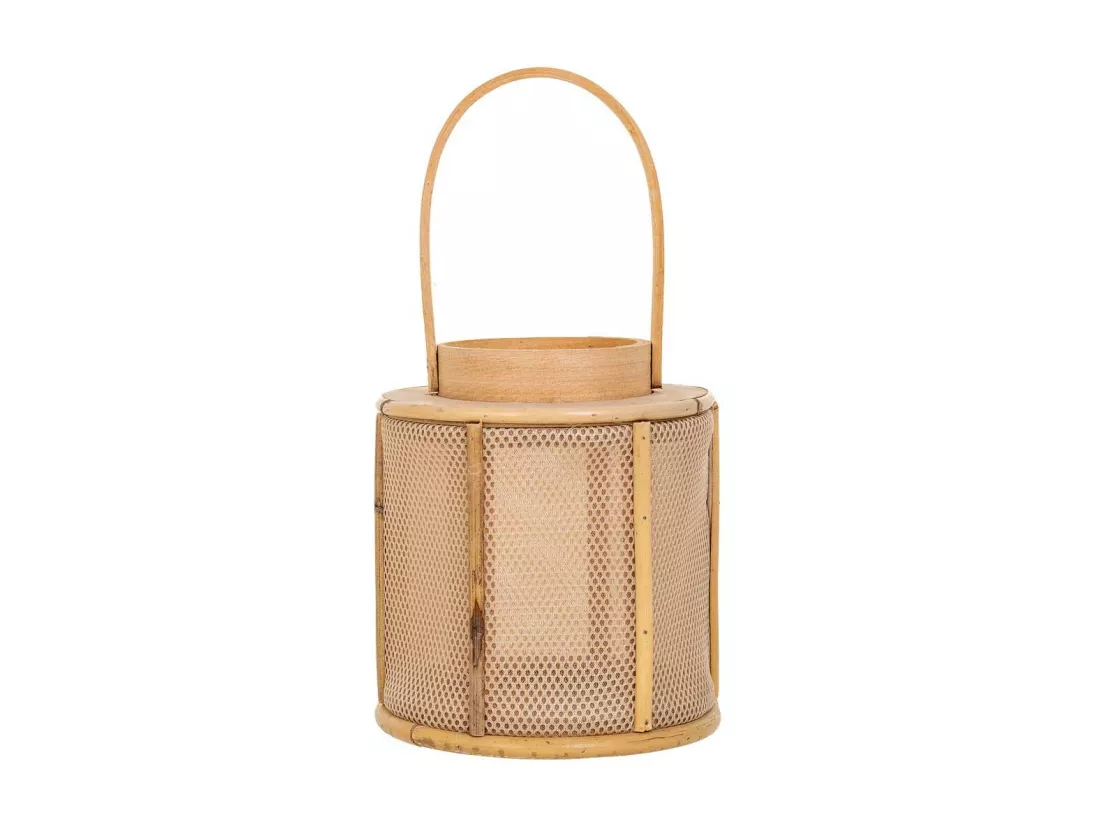 Lanterne en bois et bambou marron d11x17h