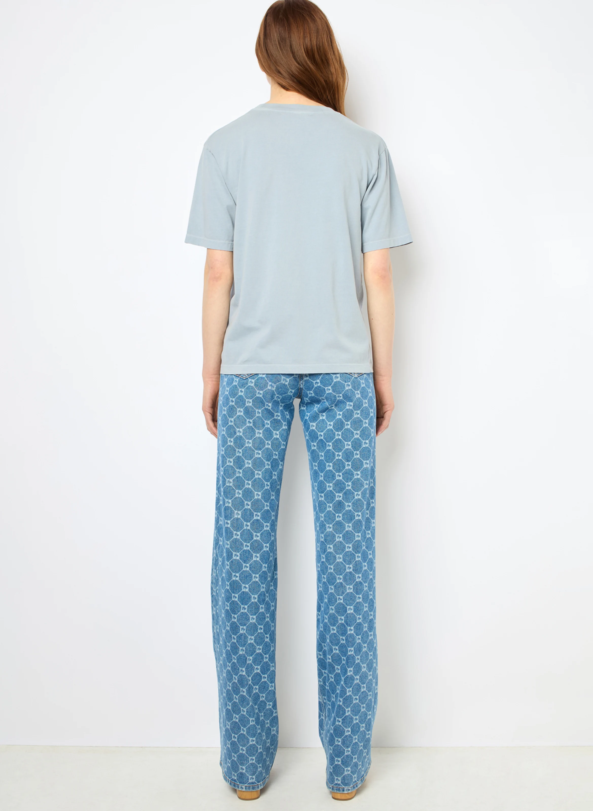 AZEMIA - Tee-shirt col rond droit en coton | Bleu