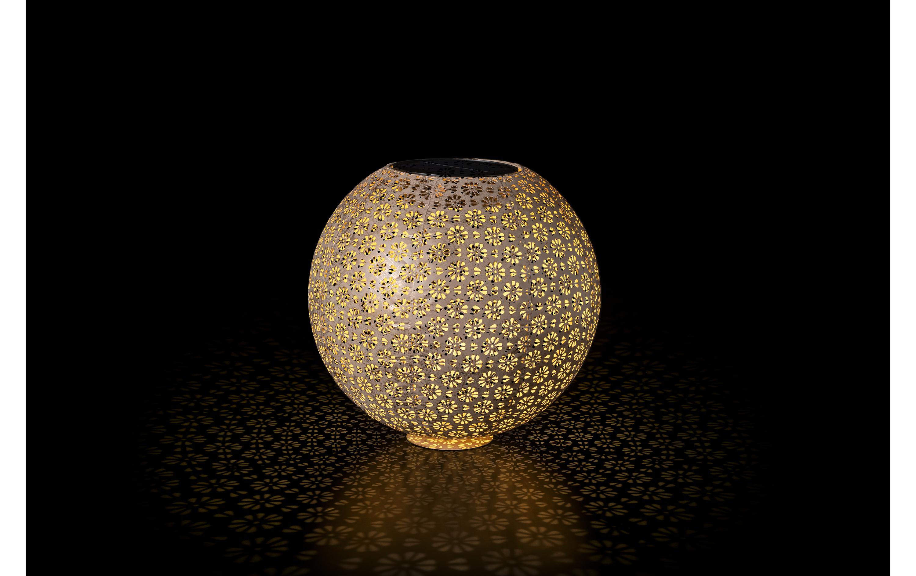 Laterne Solar Antic Ball Platin, Ø 30 cm, PlatinLichtkugel, Solarbetrieben zum Aufstellen
