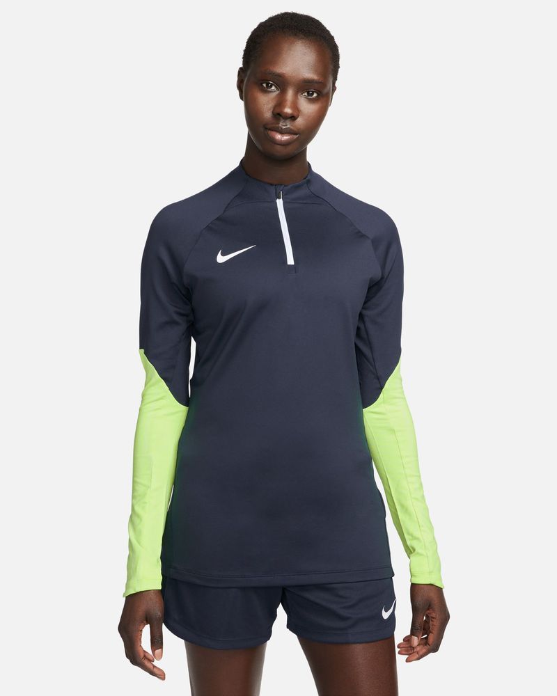 Haut d'entrainement 1/4 Zip Nike Strike 23 Bleu Marine & Jaune Fluo pour femme