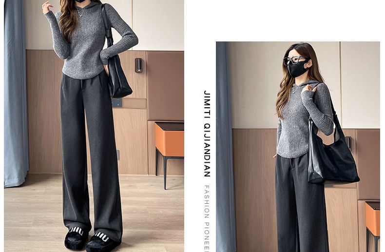 Dovitade - High Waist Plain Wide Leg Sweatpants (Diverse Designs)