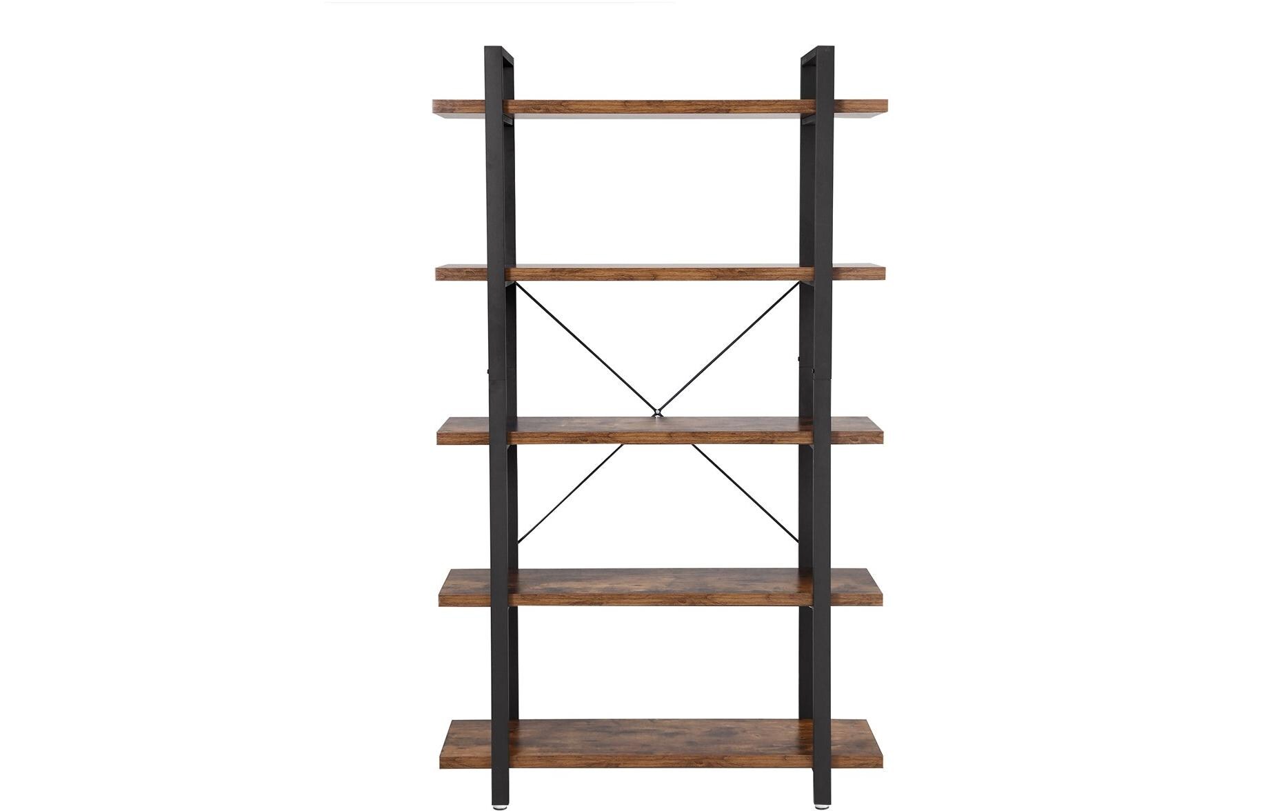 Regal mit 5 Ebenen 105 x 177.5 cm, Braun/Schwarz<br>Leiterregal mit Metallgestell