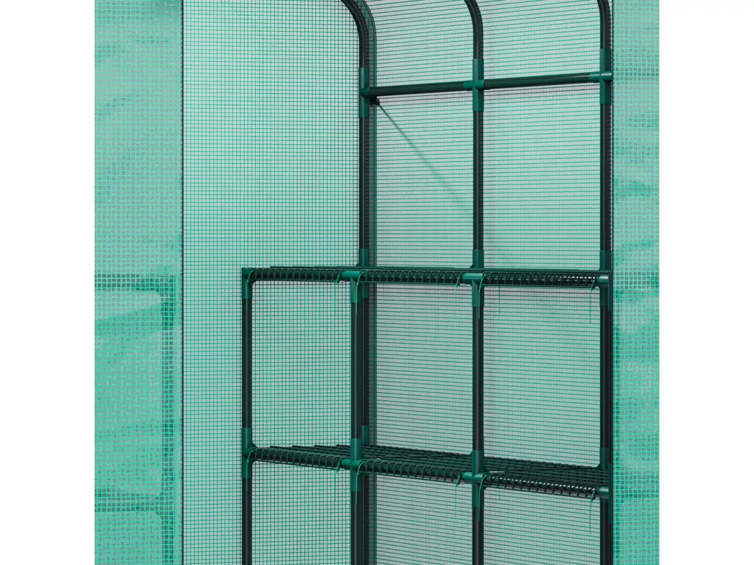 YITAHOME Serre de Jardin Vert - 3 Niveaux 18 étagères - en Polyéthylène avec Fermeture éclair - Jardin extérieur - 143 x 214 x 195cm