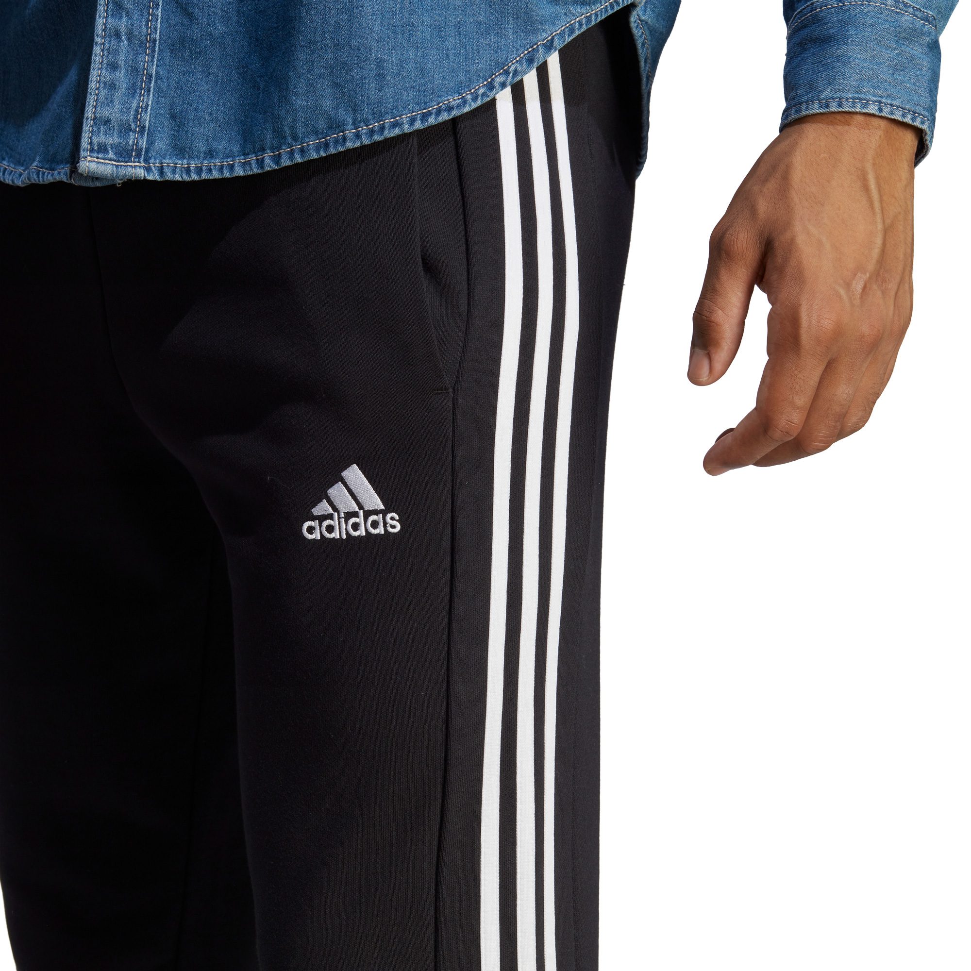 adidas Essentials French Terry Tapered Cuff 3-Streifen Jogginghose Herren schwarz