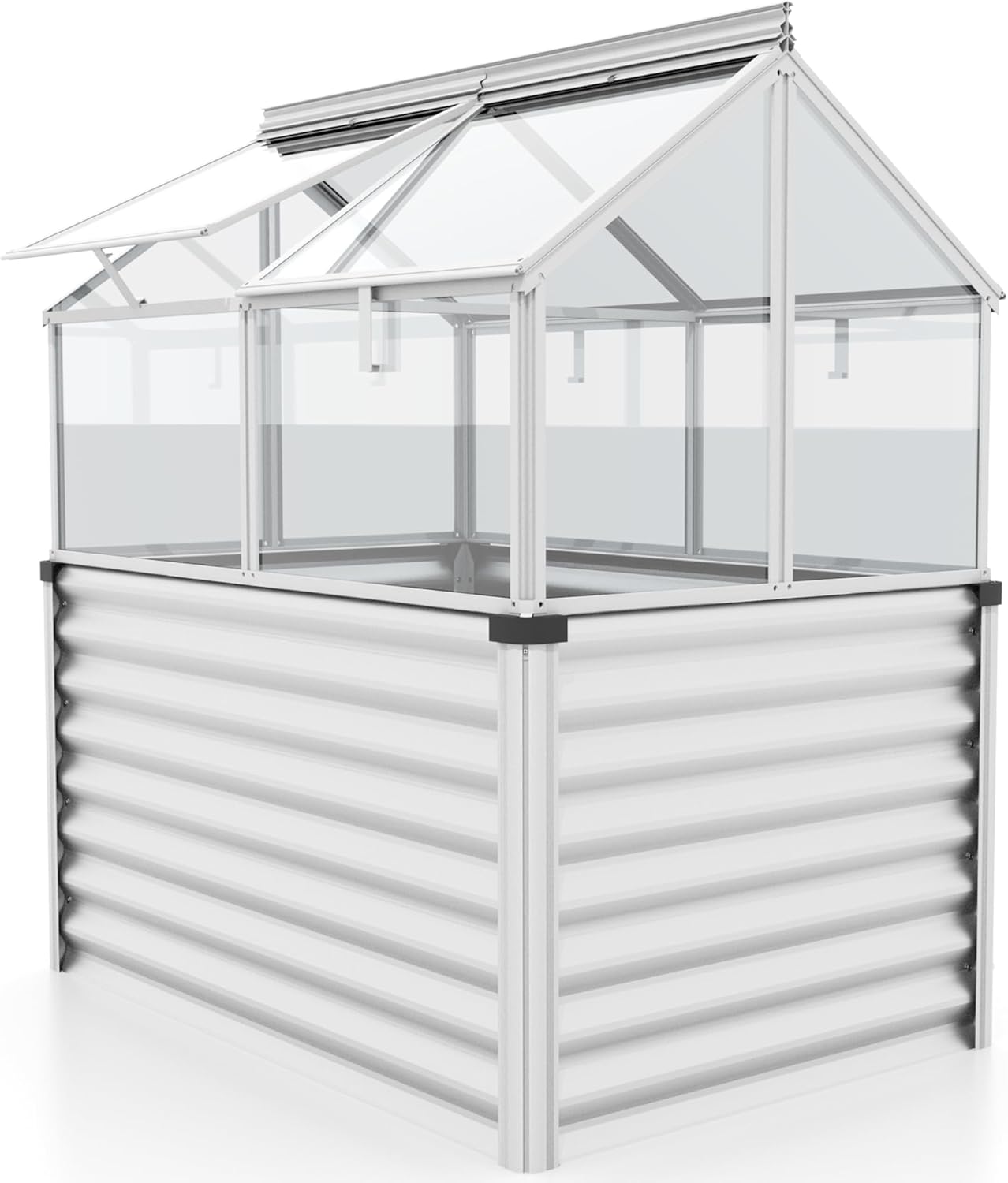 Vitavia Hochfrühbeet “Paris“ | Hochbeet & Frühbeet in Einem | Aluminium Eloxiert | 3 mm ESG-Sicherheitsglas | Wetterfest, Verstellbare Dachfenster & Abnehmbarer Aufsatz | Optimale Wachstumsbedingungen