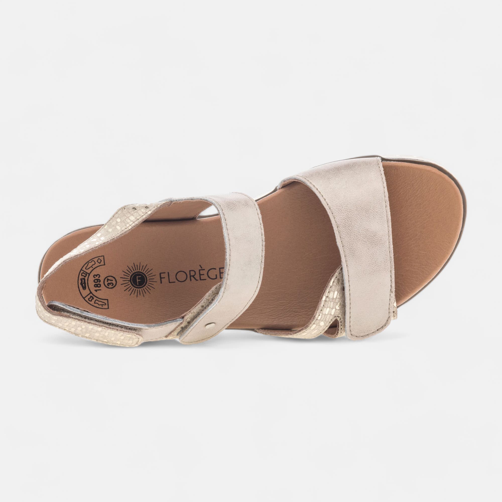 Nu-pieds confort Femme en cuir or