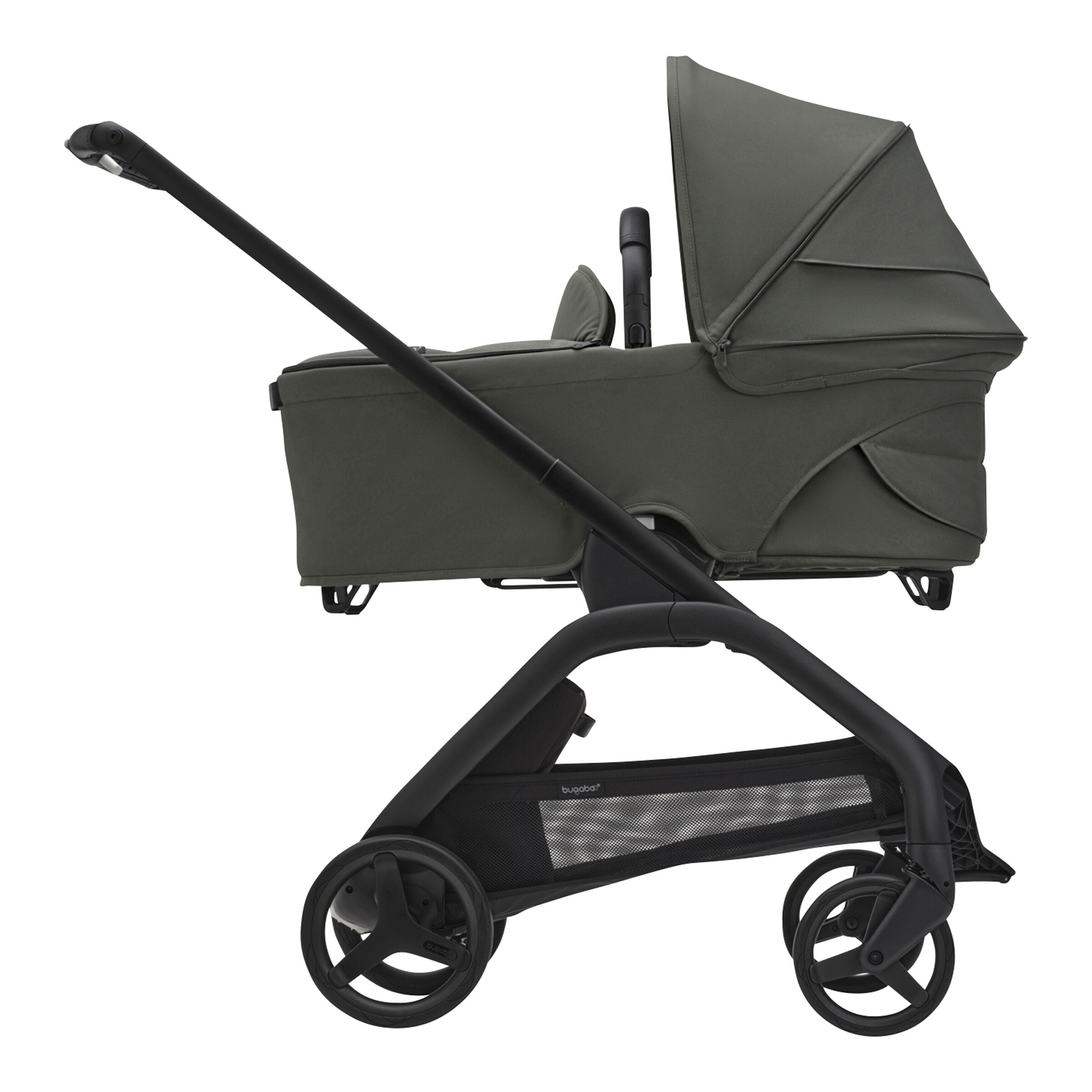 Bugaboo - DRAGONFLY Kombikinderwagen Komplett-Set inkl. Babyschale Turtle Air i-Size, Isofix-Basis 360, Fußsack und Wickeltasche green