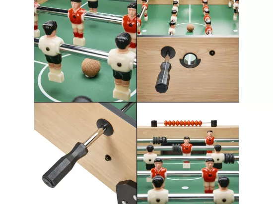 Baby-foot adulte - Robuste - Barres télescopiques - 2 à 4 joueurs - 3 Balles liège inclues