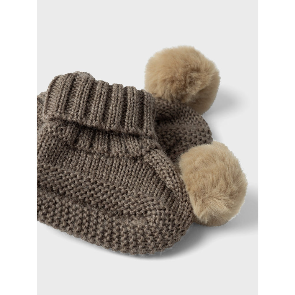 Køb Name It Walnut Wrilla Uld Strik Futter Med Pom Pom