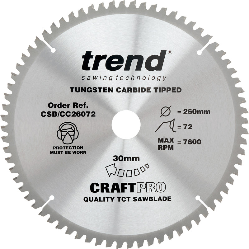 Trend Crosscut cirkelzaagblad 260x30x2,6mm 72T