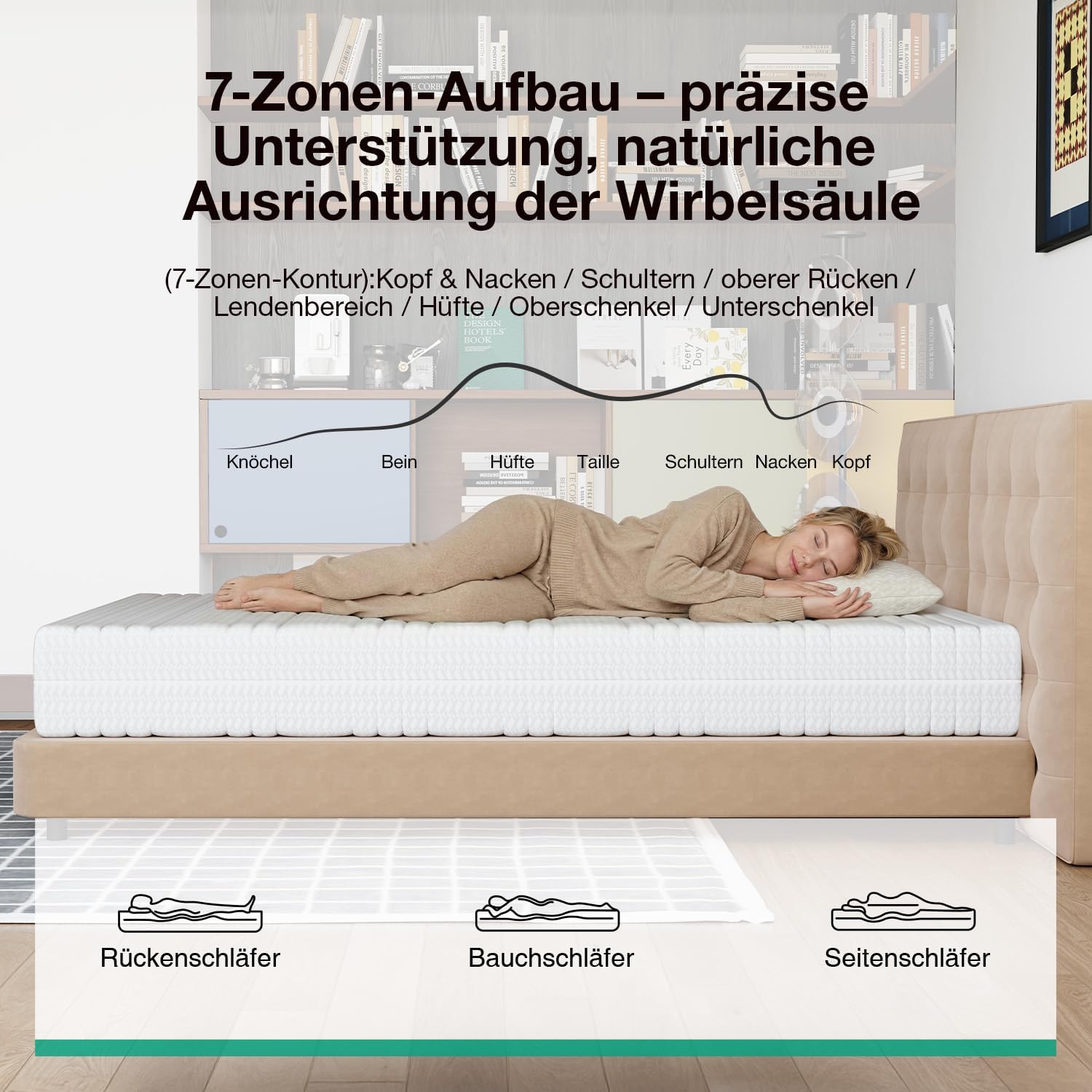 Novilla 160x200 cm Matratze Kaltschaummatratze H3/H4 Härtegrad 7-Zonen Komfortschaum Matratzen Atmungsaktiver Komfort Rollmatratze mit Abnehmbarer Stoffbezug Oeko-TEX Höhe 18 cm