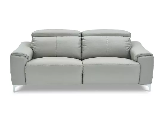 Canapé relaxation électrique 3 places en cuir BIANCA - Gris clair Gris perle - Angle Droit