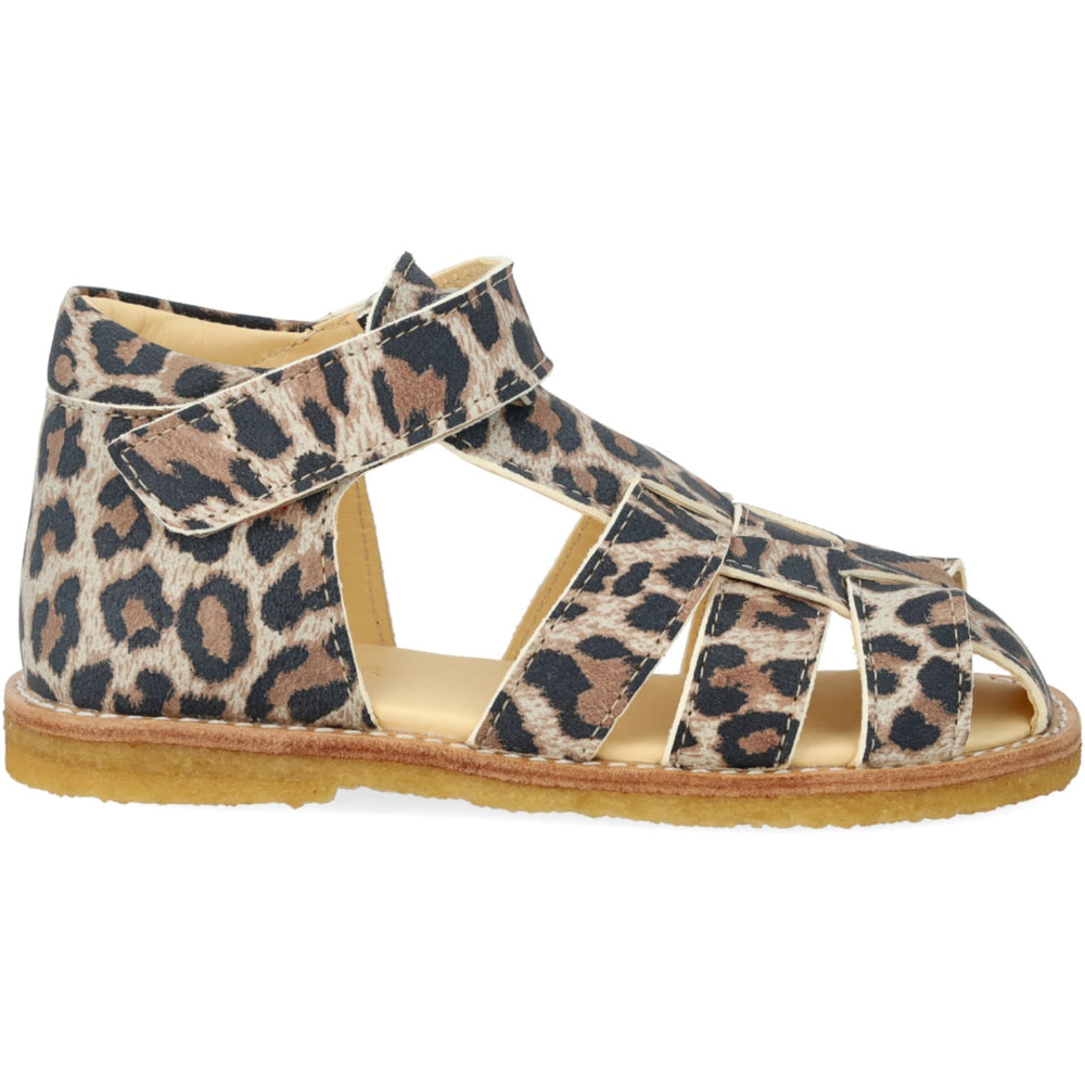 Køb Angulus Leopard Suede Begynder Sandal Med Velcrolukning