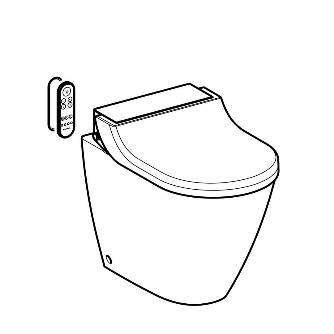 Geberit AquaClean Tuma Comfort douche wc staand wit glans met afdekplaat zwart glas