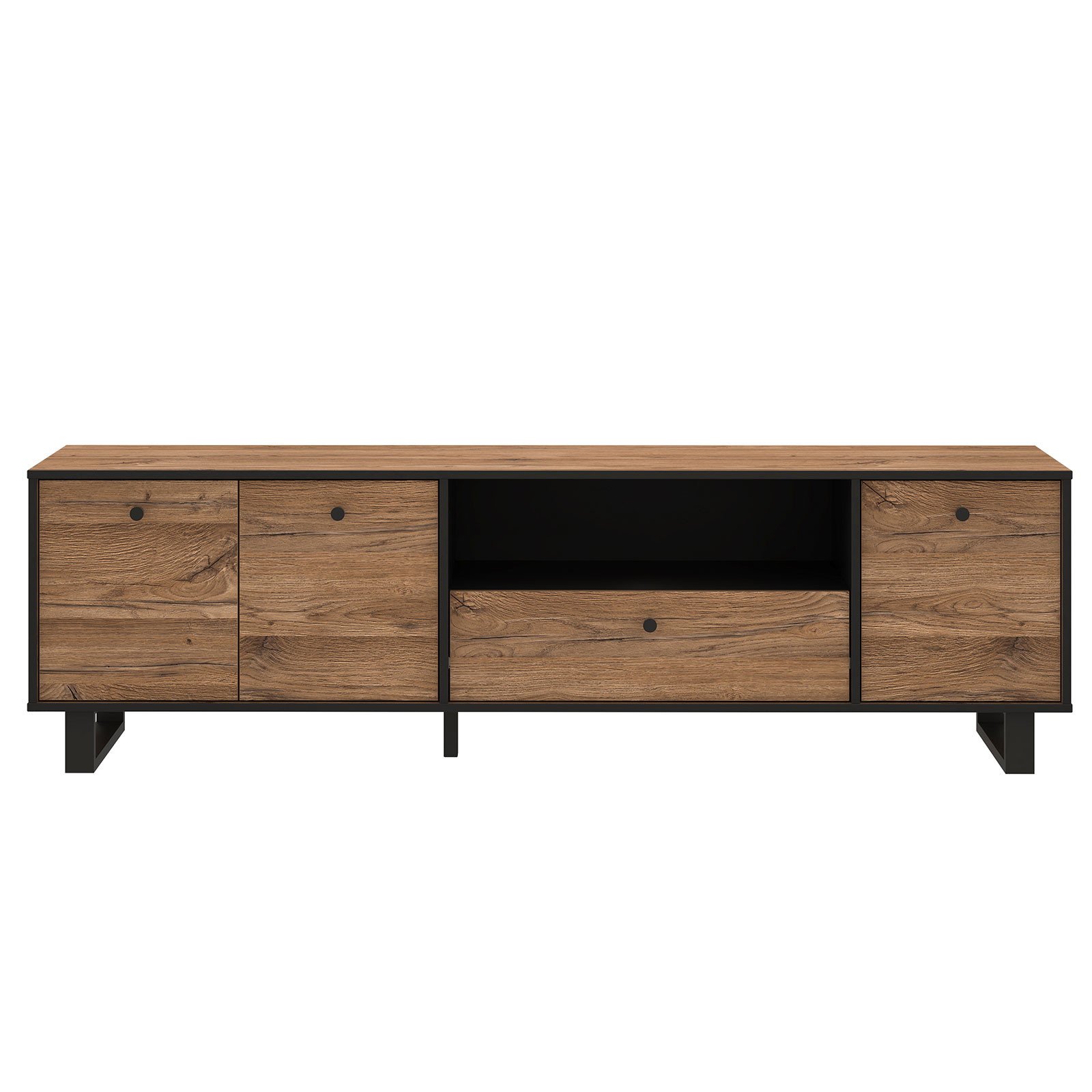 Lowboard - Colonial Eiche - schwarz - 181 cm