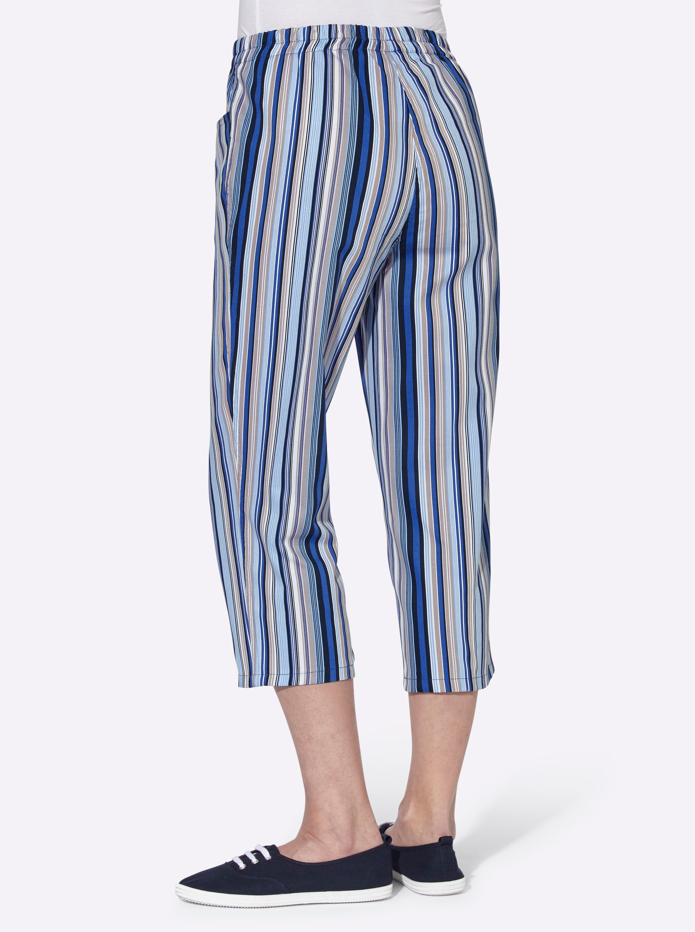Caprihose in jeansblau-gestreift