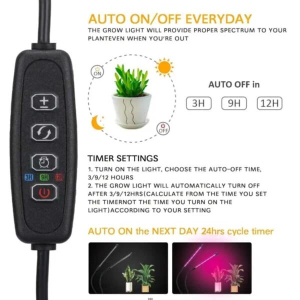 LED -plantebelysning - dobbelt full spektrumplantelampe med klemme