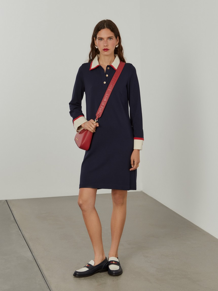 Vestido color block manga comprida
