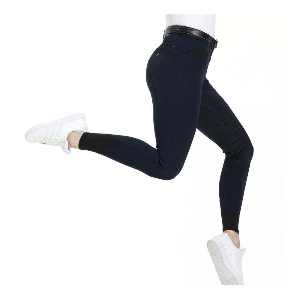 Equitheme SAFIR - Pantalon fond de peau siliconé Femme marine/noir