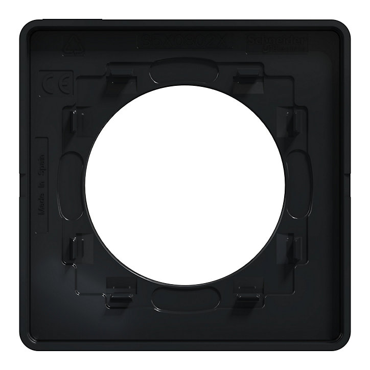Plaque de finition simple Schneider Electric Odace Touch chêne grisé liseré anthracite