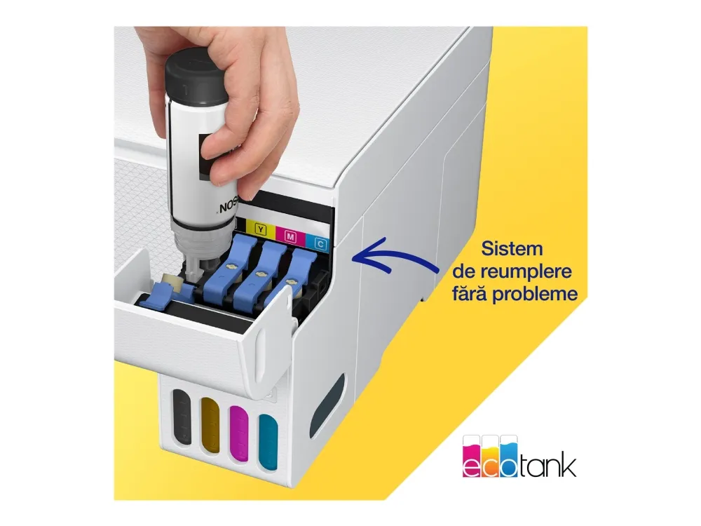 Epson EcoTank L3276 - Multifunktionsprinter - farve - blækprinter - ITS - A4/Legal (medie) - op til 10 spm (udskriver) - 100 ark - USB, Wi-Fi - hvid
