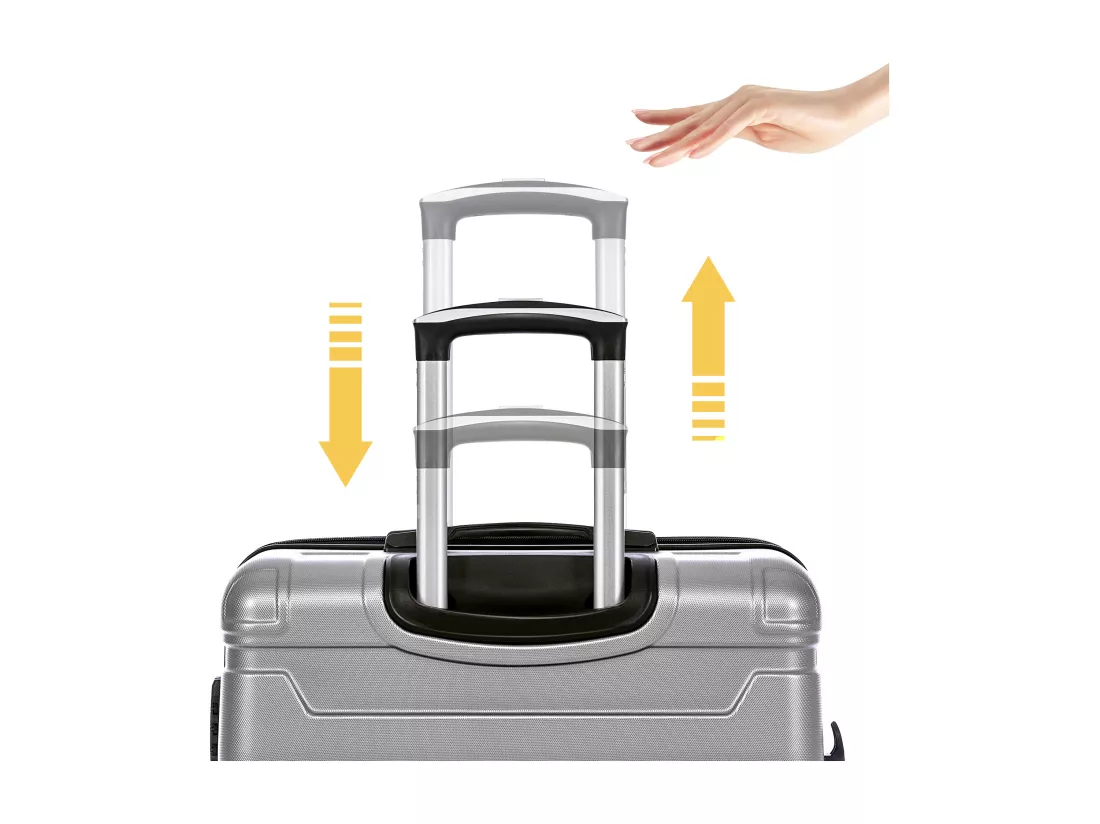 Bagage à main à coque rigide, valise avec serrure TSA et roue universelle, extensible, poignée latérale, ensemble 3 pièces