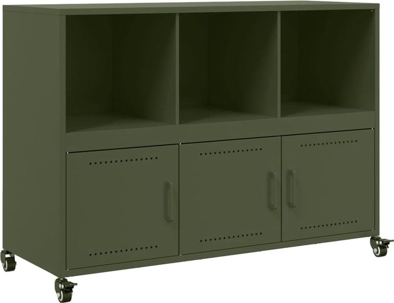 vidaXL - Dressoir - Olijfgroen - Staal - 100,5x39x72 cm