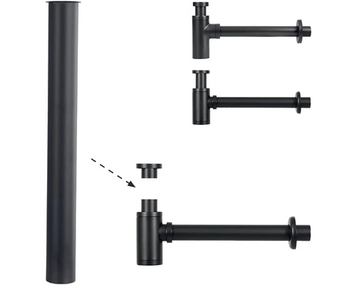 Dompelbuis voor wastafel 295 x 32 mm zwart mat 30.415.68