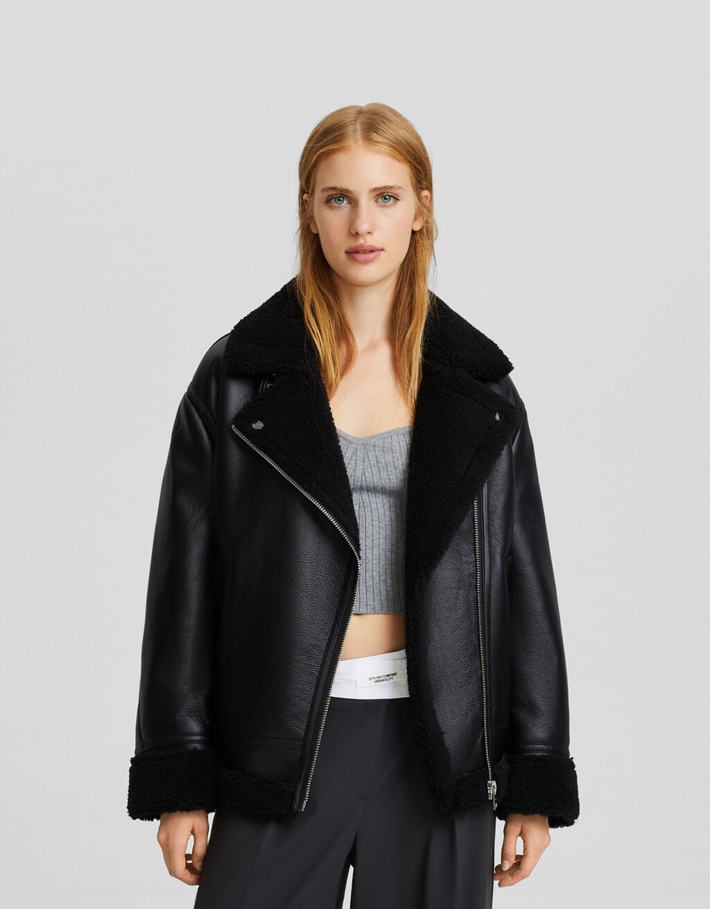 Jaqueta de motociclista dupla face oversized