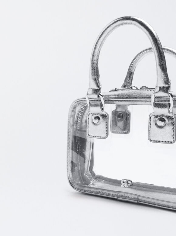Bolsa transversal transparente - Prateada