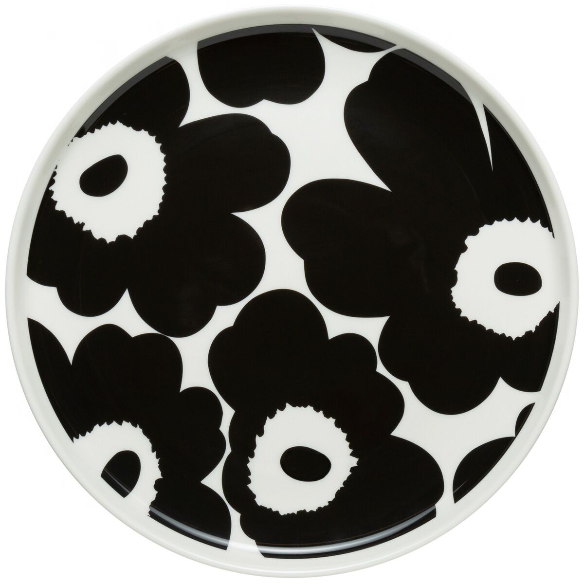 Unikko tallerken, 20 cm, hvit/svart