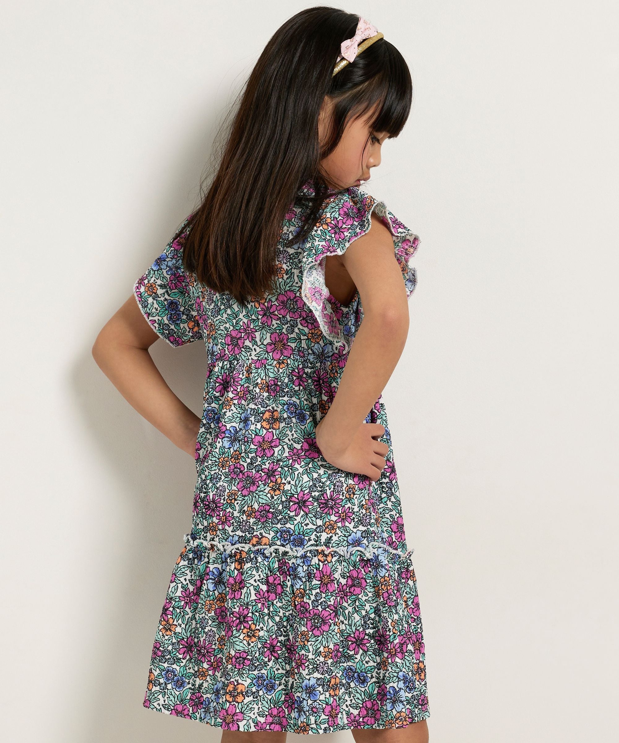 ruche jurk met bloemenprint