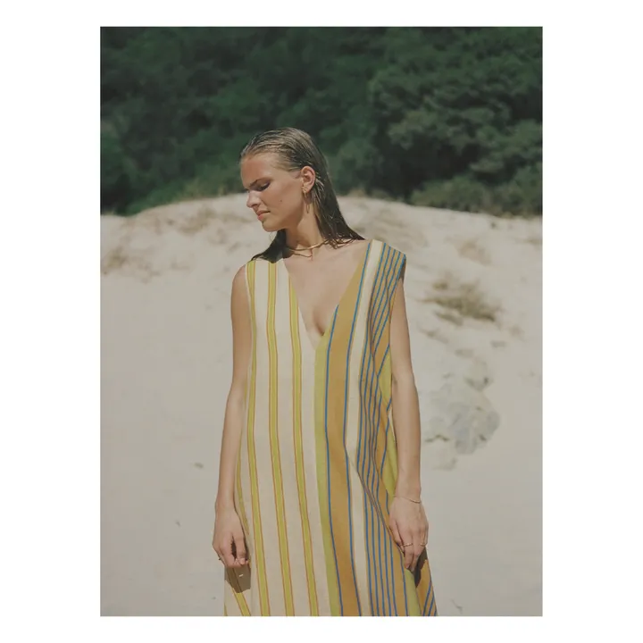 Soleil Soleil Robe Avery Rayures Lin | Marron
