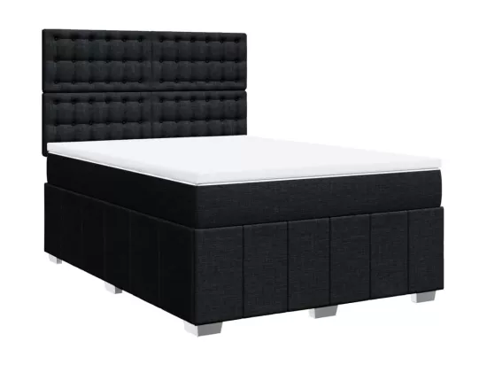 Sommier à lattes de lit avec matelas Noir 140x190 cm Tissu