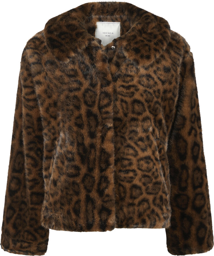 Neo Noir Melodie Leo Faux Fur Jacket Dark brown