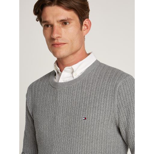 Tommy Hilfiger Herringbone Structure Pullover, Medium Grey Heather, XXL