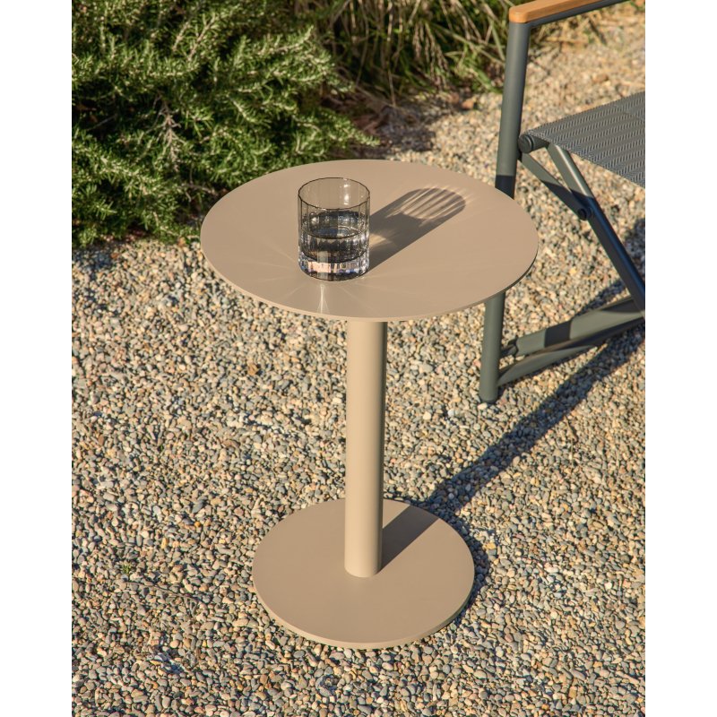 Table auxiliaire Asinara en aluminium taupe Ø 40 cm