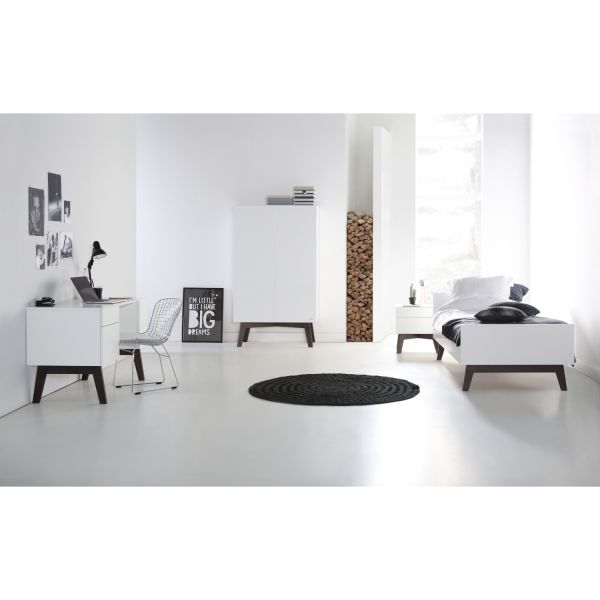 Kidsmill Sixties Kledingkast 3-deurs Wit Mat / Walnoot