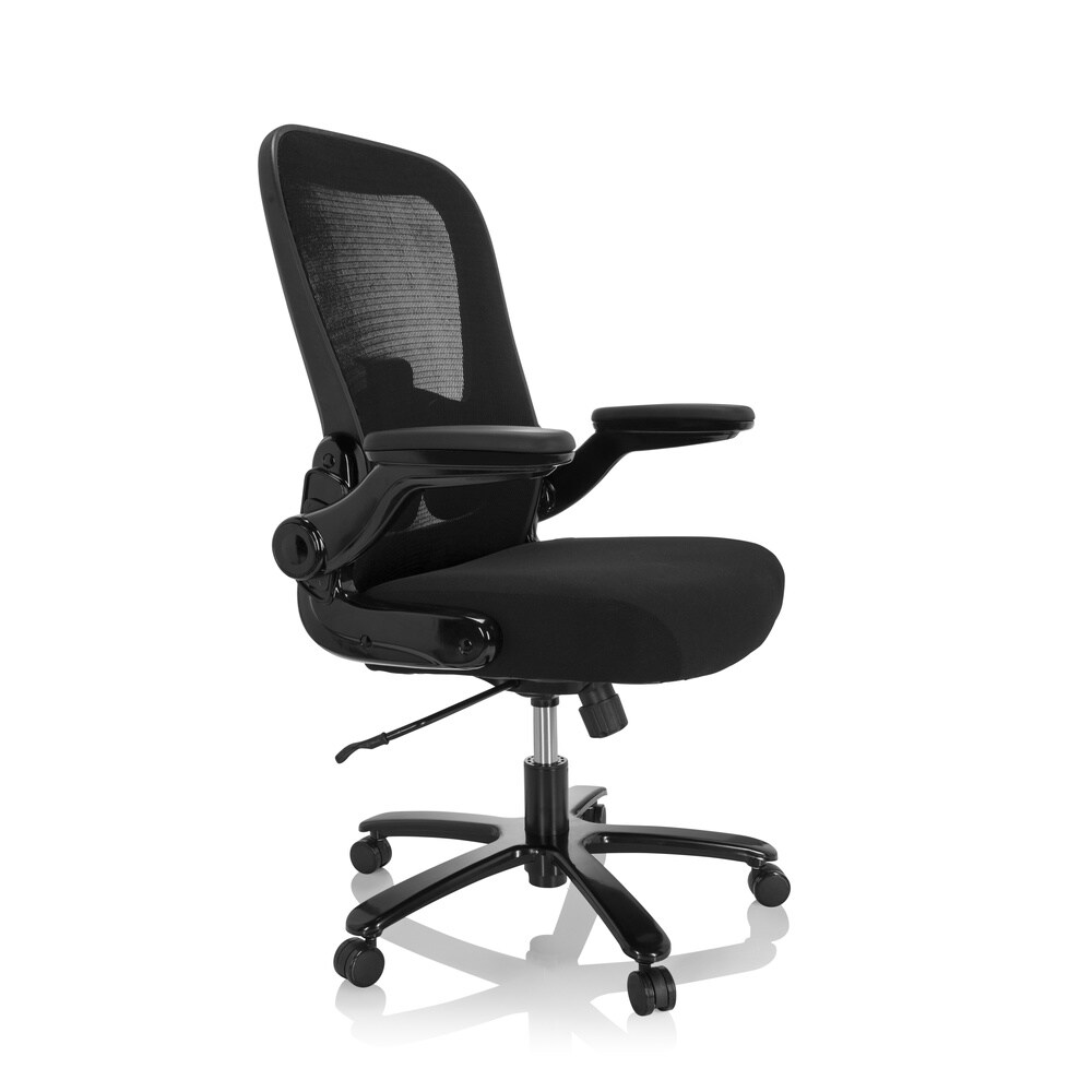 XXL Drehstuhl INSTRUCTOR SW I Stoff/Netzstoff mit abklappbaren Armlehnen hjh OFFICE
