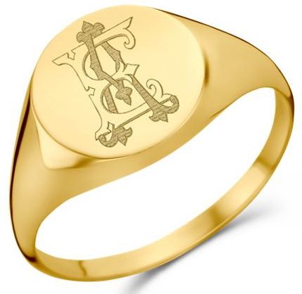 Ronde Gouden zegelring met initialen Names4Ever