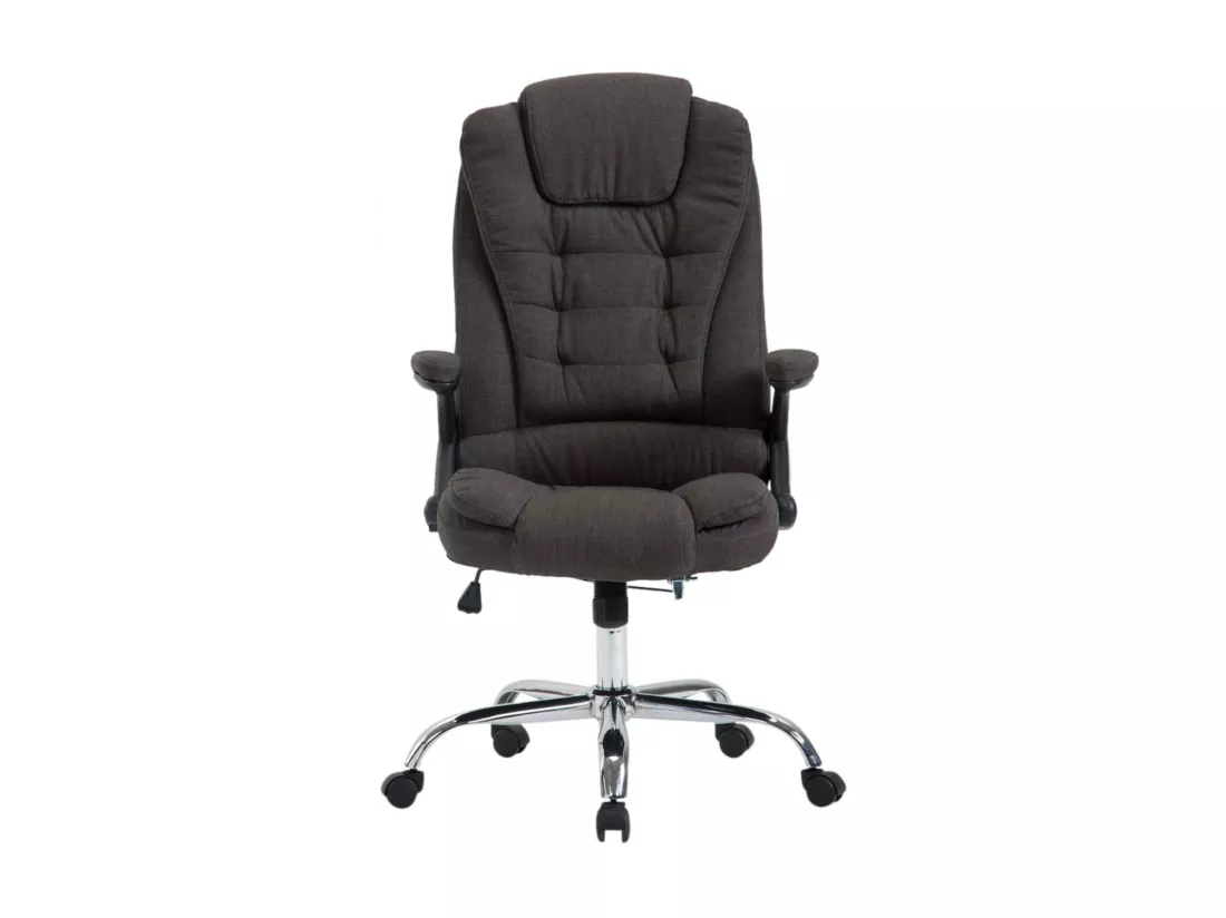 Chaise de bureau - Tissu & Métal chromé - Gris foncé - Thor