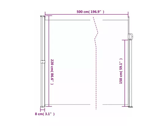 Auvent latéral rétractable taupe 220x500