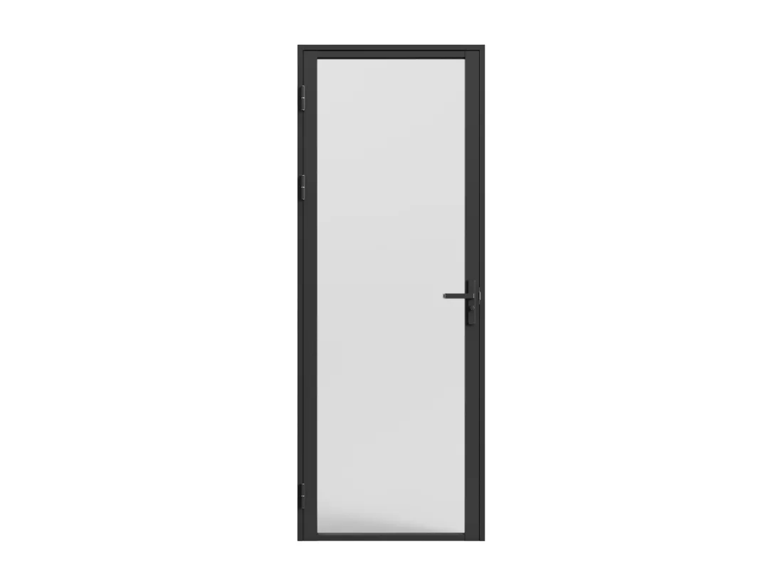 Bloc porte réversible en aluminium et verre trempé dépoli - H204 x L73 cm - Noir - LOXTON