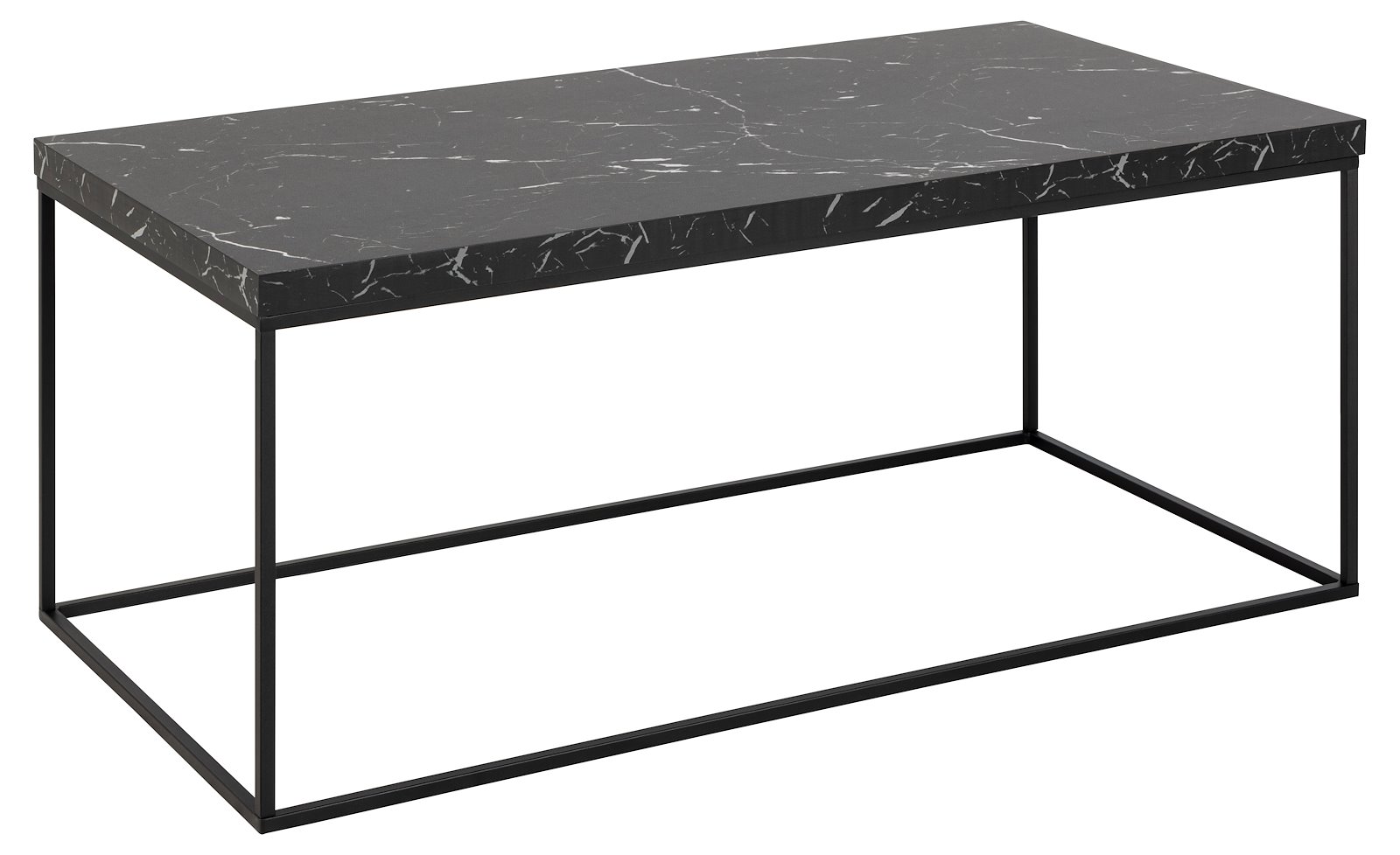Barossa sofabord Sort marmortopp med sort metallunderstell. 110x55x45cm