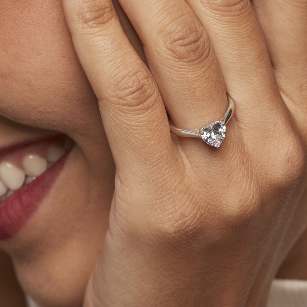 Bague Solitaire Geranium Argent Blanc Oxyde De Zirconium