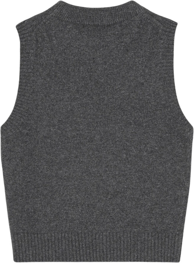 Ganni Graphic Wool Mix Cats Vest Gray quill