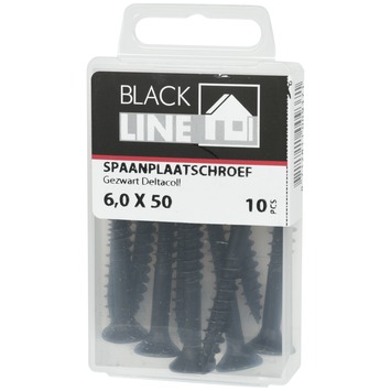 Blackline spaanplaatschroef zwart TX-25 6.0x50 mm 10 stuks