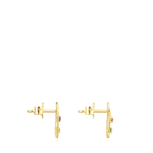 Brincos Tsuri em ouro e pedras preciosas