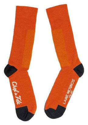 Chaussettes Laine Merino chef de File - Orange