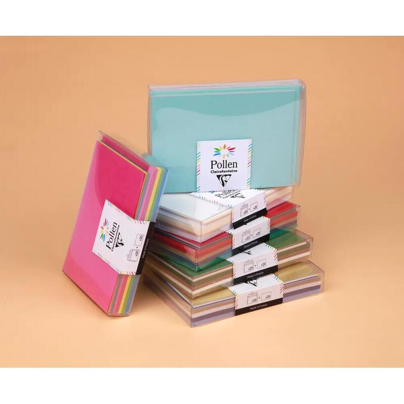 Coffret Pollen de 20 enveloppes C6 (114 x 162 mm) + 20 cartes simples 110 x 155 mm - Noël traditionnel - Assortiment